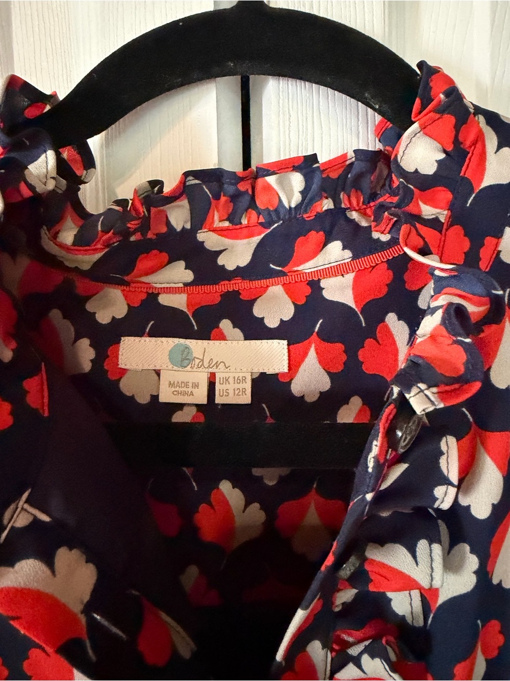 Boden Navy, Red and White Maxi Dress with Heart Print - Picture 4 of 7